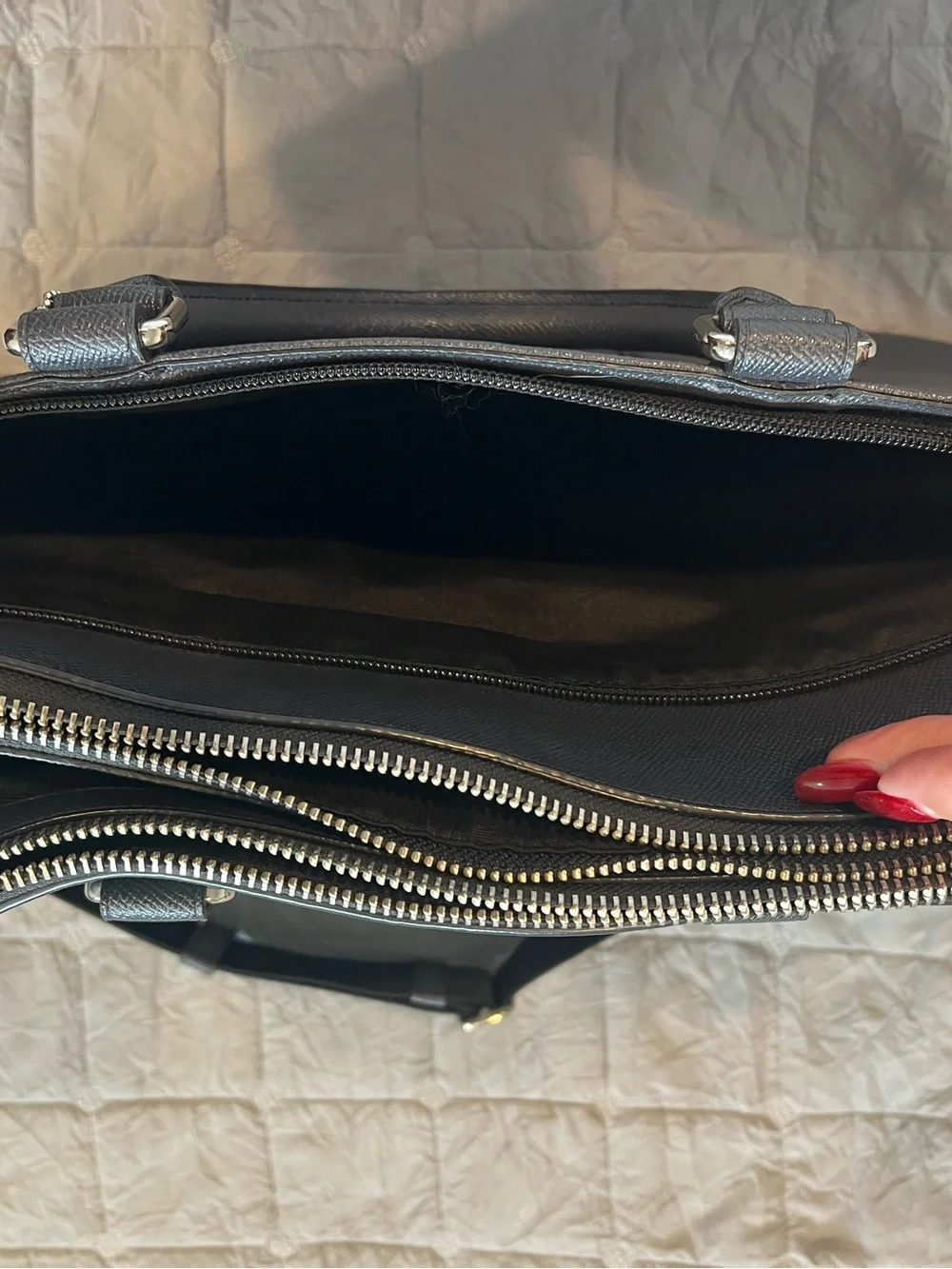 Coach Smoke Grey Pebbled Leather Men's Briefcase with Removable Shoulder Strap